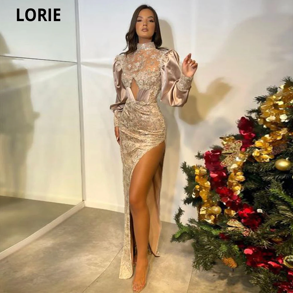 

LORIE Mermaid Satin Evening Dresses Lace Appliques Saudi Arabia Formal Party Prom Gowns Dress Event Vestidos Robes De Soirée