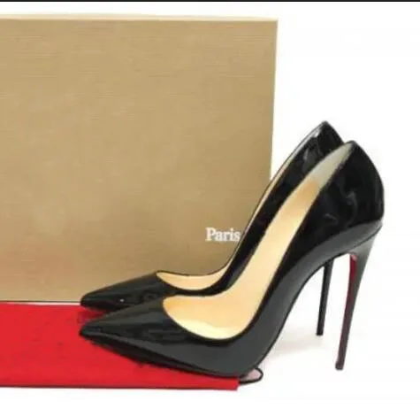 

New So Kate Brand Pumps Women High Heel Shoes 8 10 12cm Black/nude Patent Leather Pointed Toe Red Heel Wedding Shoes + Dust Bag