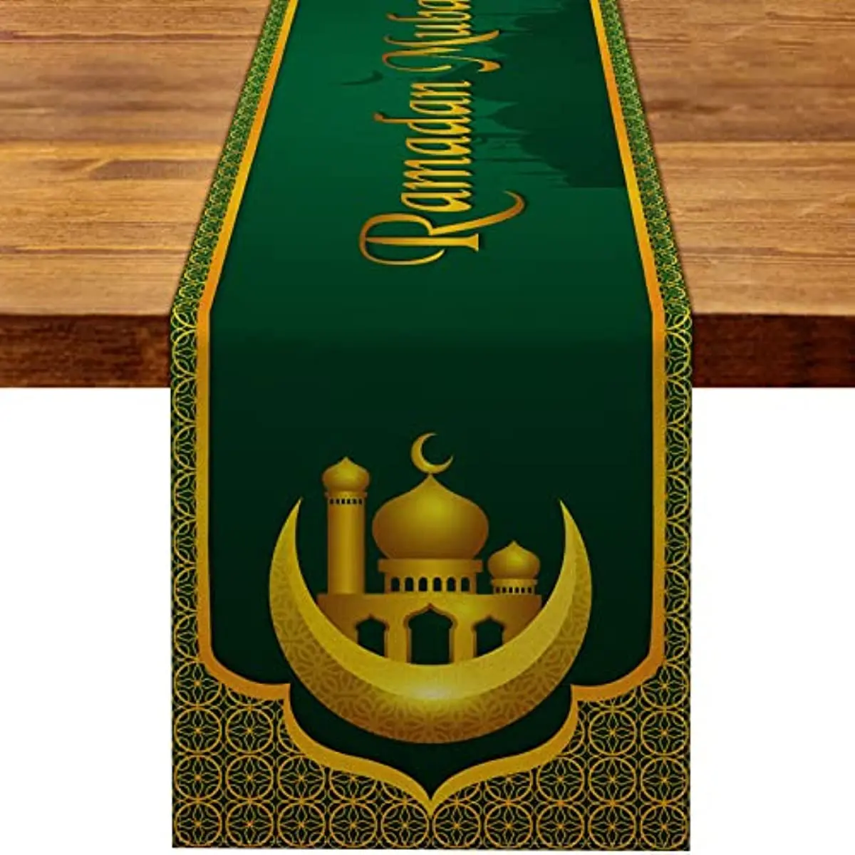 

Рамадан Мубарак настольная дорожка Iftar мечеть Луна мусульманский религиозный праздник кухня ресторан домашний декор