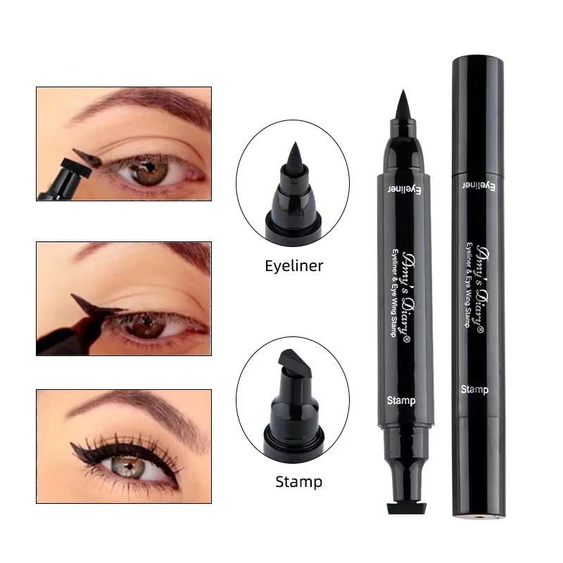 

2 In1 Winged Stamp Liquid Eyeliner Pencil Water Proof Fast Dry Double-ended Black Seal Eye Liner Pen Make Up for Women Cosmetics