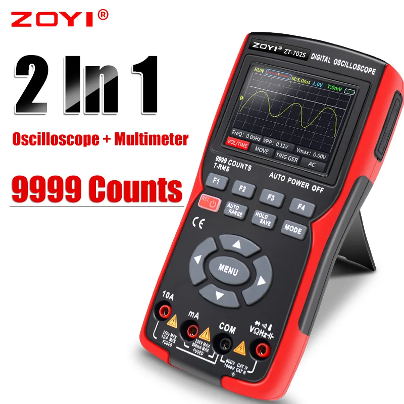 

ZOYI ZT702S 48M/S 10MHZ PC Waveform Data Storage Oscilloscope Digital Multimeter Auto True RMS Tranistor Probe Multimetro Meter