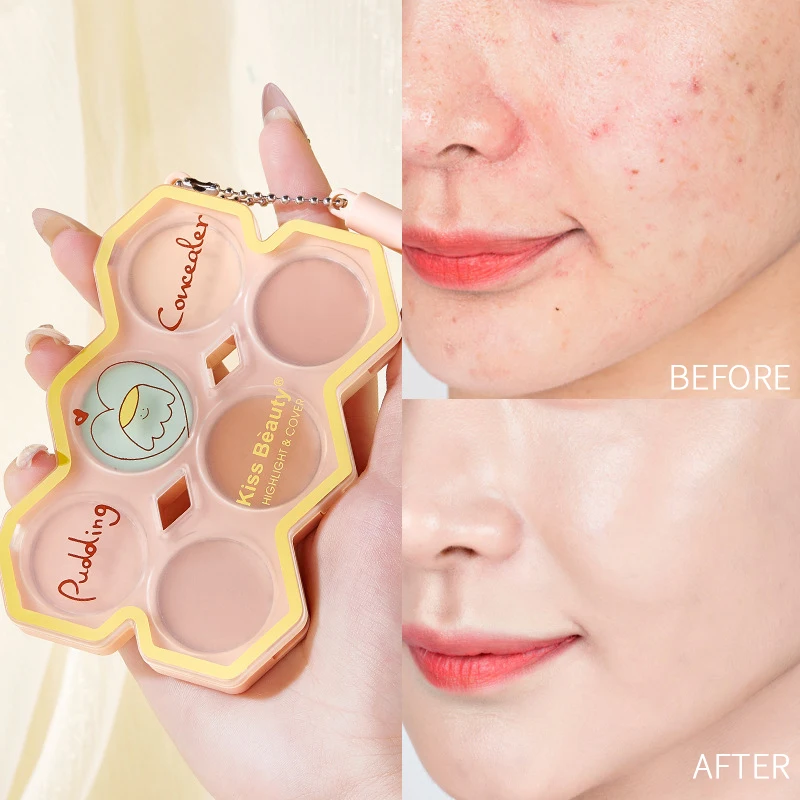 

Cover Eye Bags Dark Circles 6 Color Concealer Palette 1pcs Face Contour Brighten Cute Concealer Palette Moisturizing Face Makeup