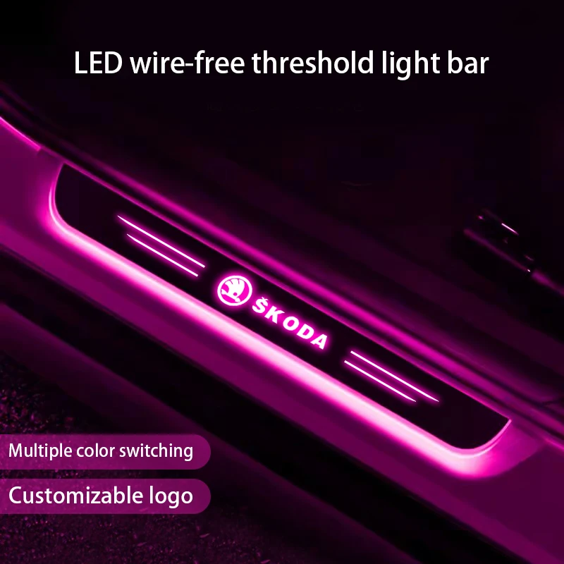 

Car Door Wireless sill light For Skoda Octavia 2 1 Fabia Superb Yeti Kodiaq Karoq Citigo Rapid Led Welcome Pedal Atmosphere lamp