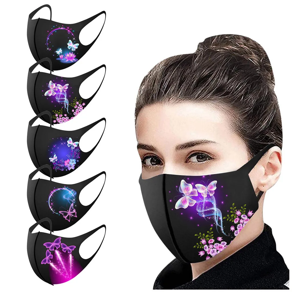 

Christmas 1pc Adult's Butterfly Prints Protection Face Mask Washable Earloop Mask Halloween Mask Cosplay Маска Для Лица