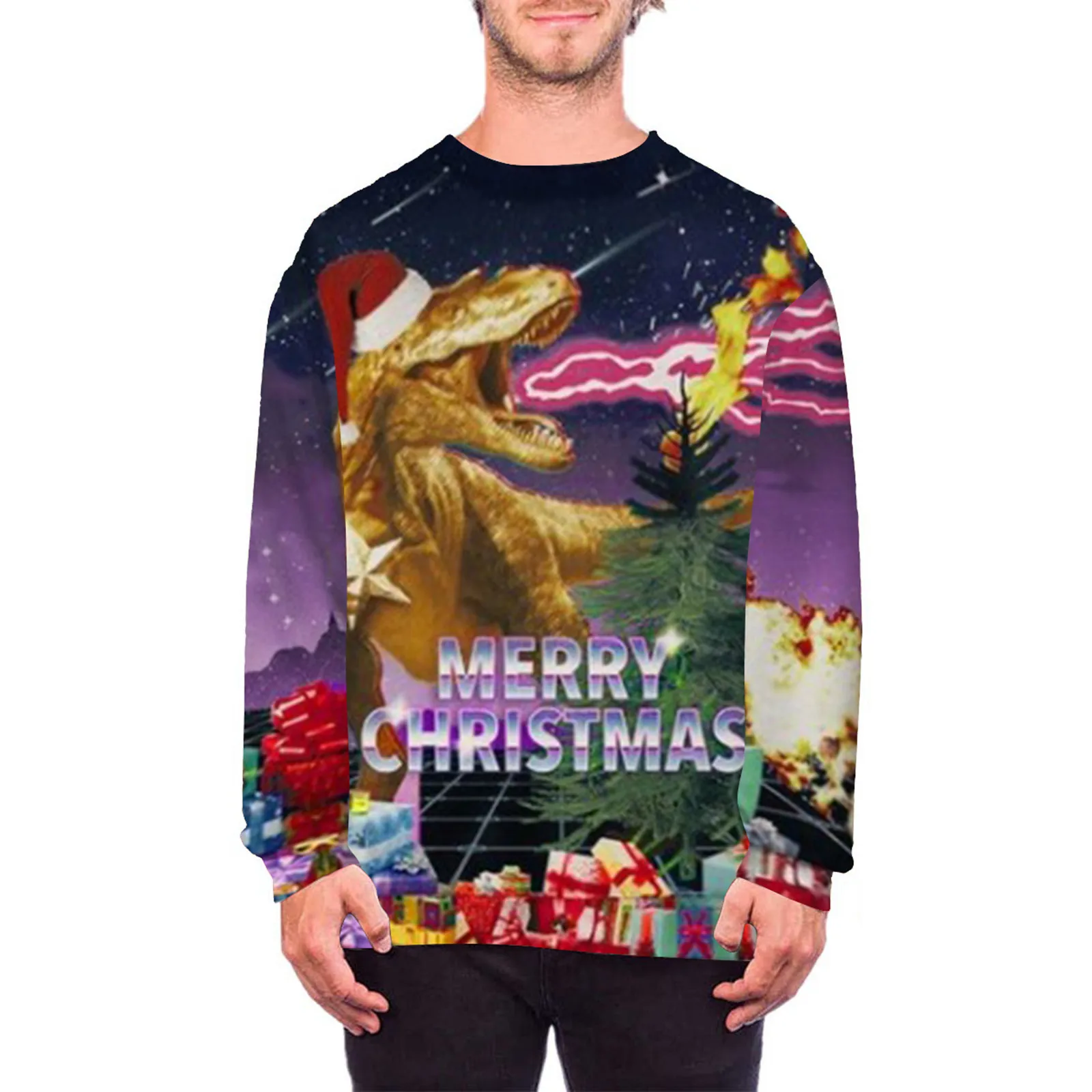 

Top Shirt Men's And Women Novelty Christmas 3D Printed Graphic Long Fitted Zip up Sweatshirt Full Coverage Mens Workout Top