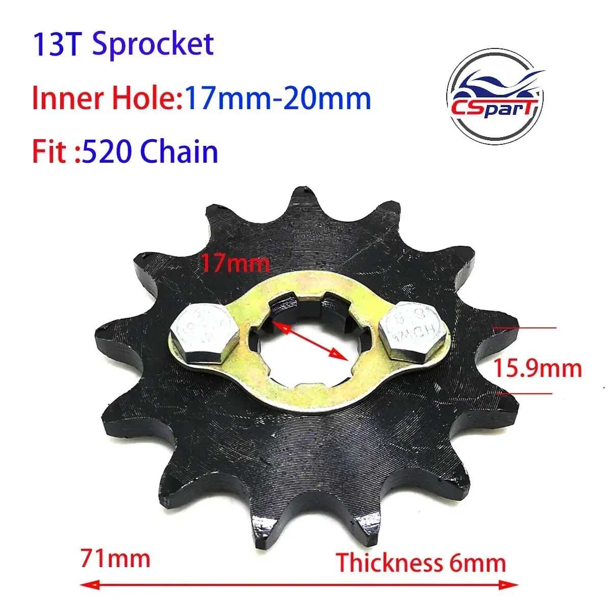 

520 # 530 # 20 мм 11 12 13 14 15 16 17 зубьев передняя звездочка двигателя для 150 200 250cc ATV Quad Dirt Bike мотоцикла