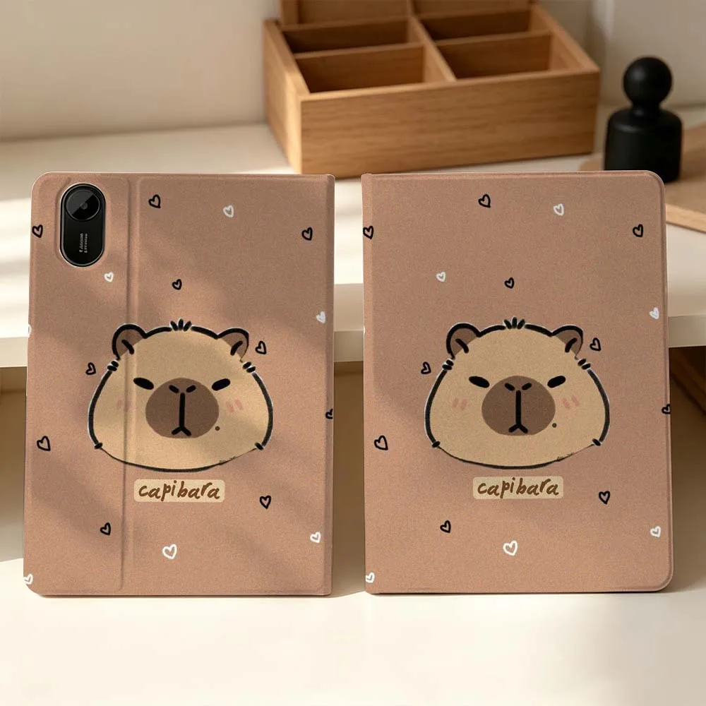 Фото Милый мультяшный чехол с капибарой для планшетов Xiaomi Mi Pad Mini 4 5 6 7 SE Pro Plus, Redmi Pad 2 SE 2025 8.8 11, складной чехол для планшета №3