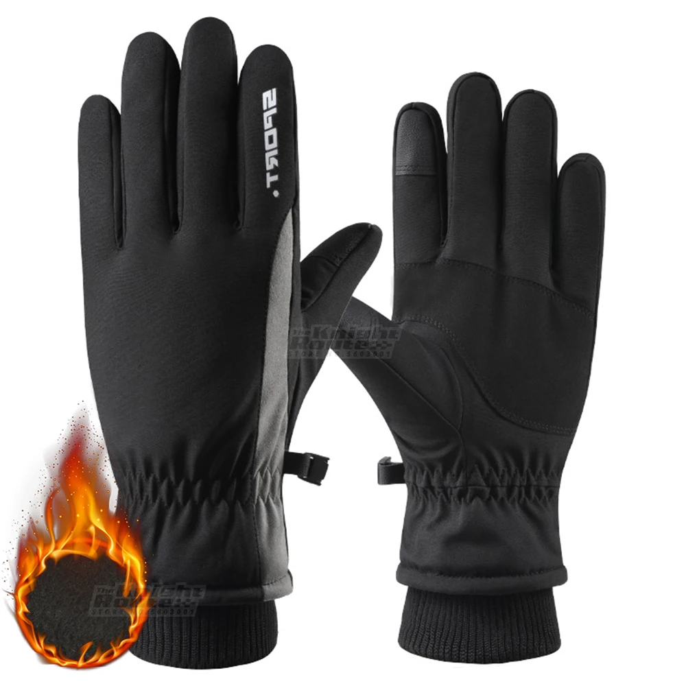

Motorcycle Gloves Men Fleece Winter Keep Warm Moto Motocross Motorbike Full Finger Gloves Water-Repellent Riding Biker Gloves