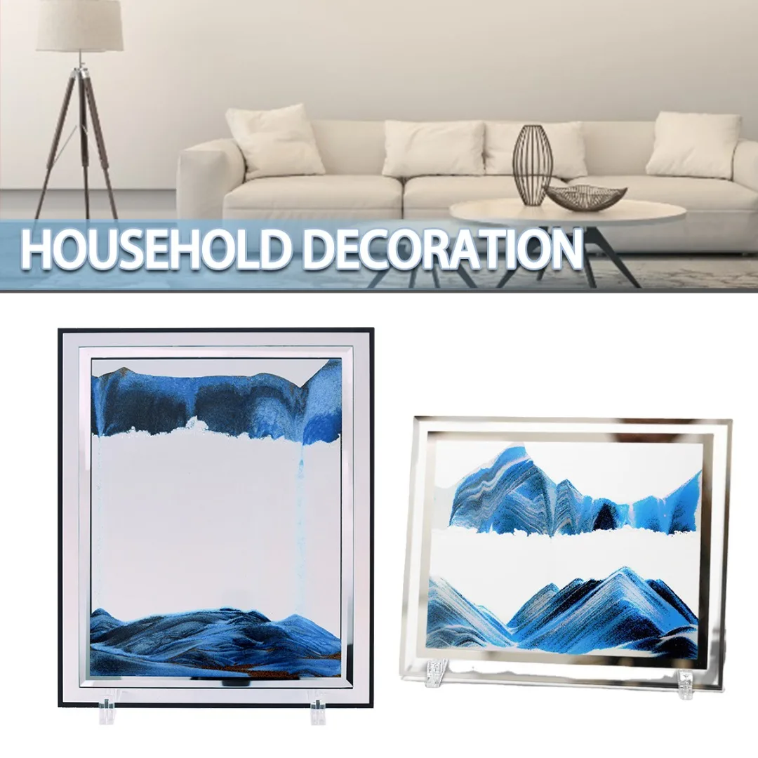 

3D Glass Sandscape Hourglass Moving Sand Art Picture Rectangle Sand Quicksand Painting Home Desktop Decoration Gift