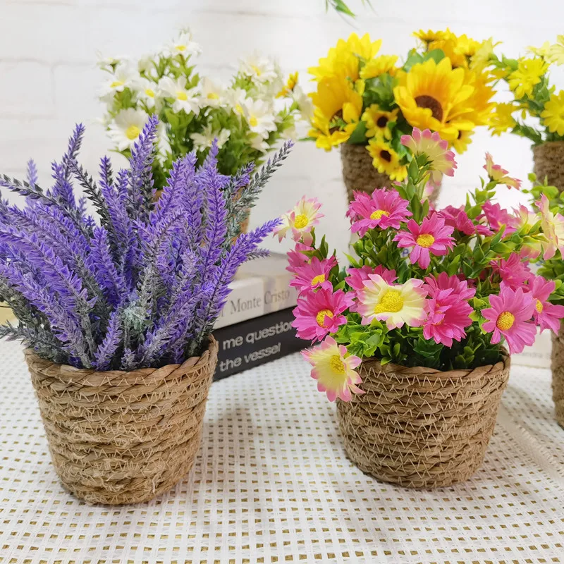 Искусственный цветок в горшке украшение для дома настольное искусственная