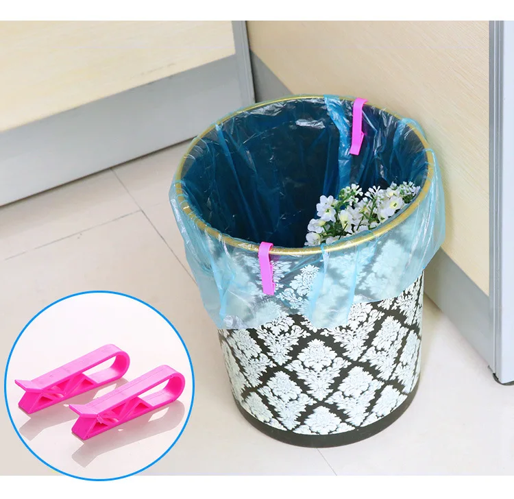 

2pcs/set Dustbin Clip Can Waste Bin Household Trash Can Junk Edge Bag Wastebaskets Food Storage Bag Clip Kitchen Accessories