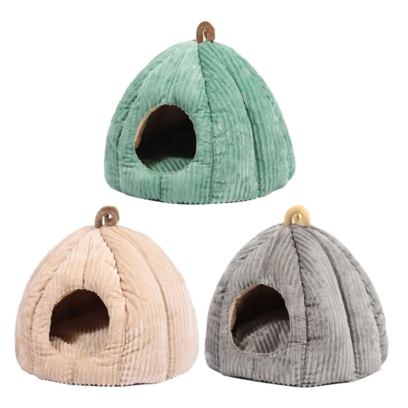 Pet Bed House Semi-closed Cave Tent for Small Animals Removable Cushion Pad 40JA