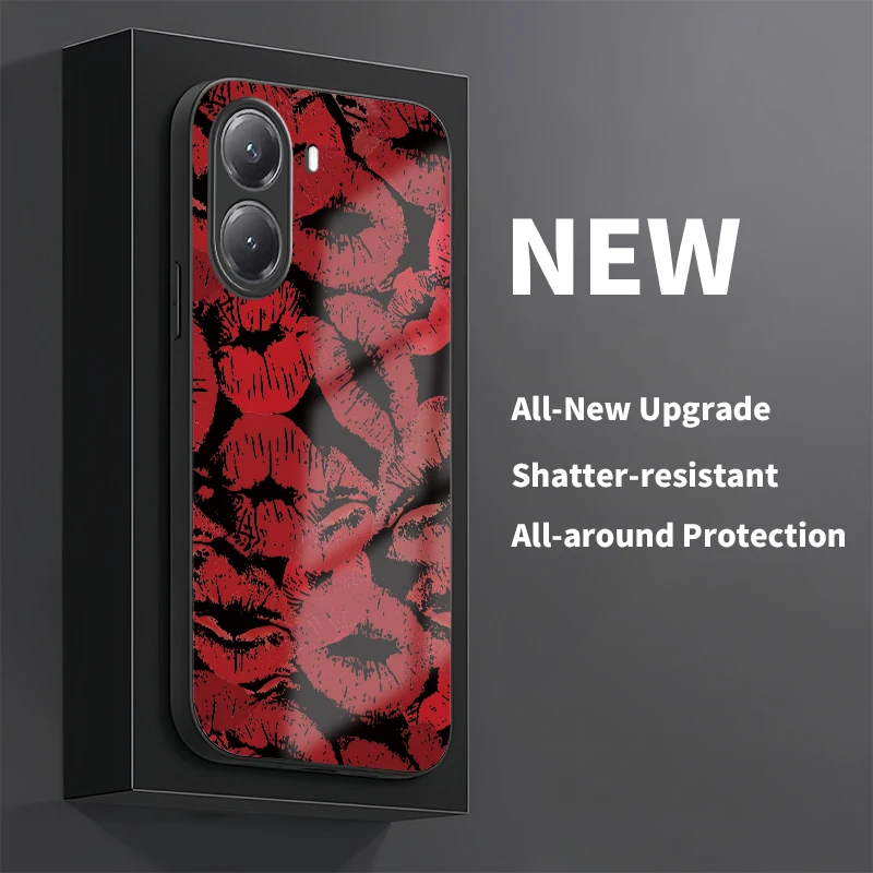 Фото Роскошный противоударный чехол для телефона Xiaomi Poco X7 Pro X3 NFC X3 Pro X6 X5 X4 GT, чехол-бампер из закаленного стекла с рисунком губ и поцелуем №3