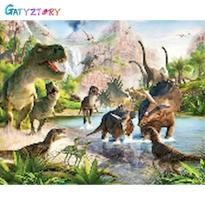 

GATYZTORY картины по номерам наборы динозавров домашний Декор Картина по номерам Животные Рисунок на холсте Ручная роспись художественный подарок