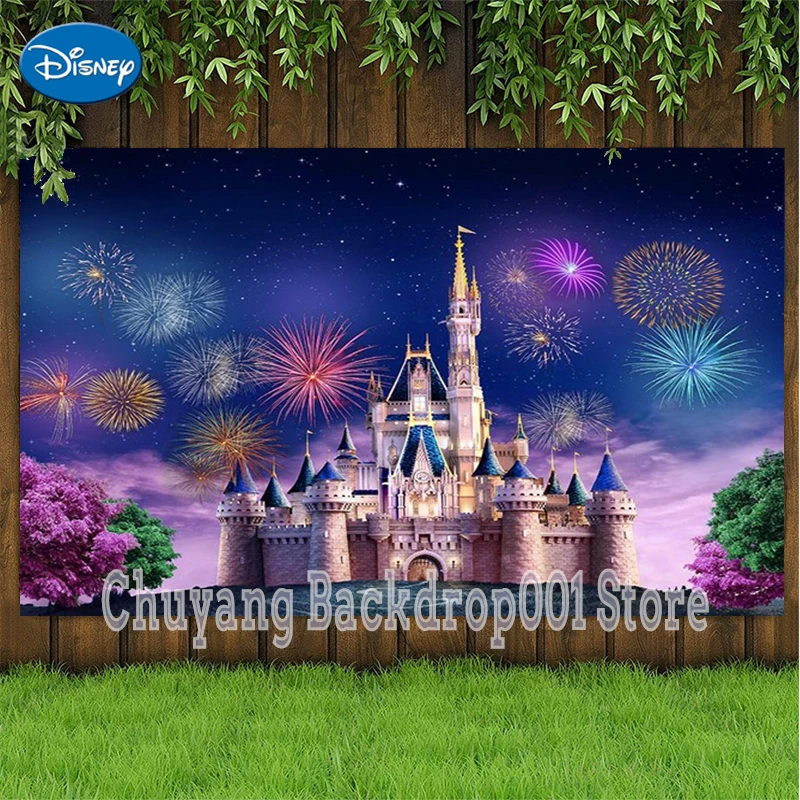 Студийный фон для фотосъемки новорожденных с изображением диснеевских цветов