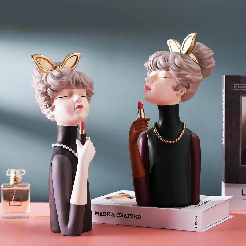 

Современная модная губная помада, поделки из смолы для девушек, декор для гостиной, крыльца, статуи, украшение для Витрины Магазина, бара, настольные украшения