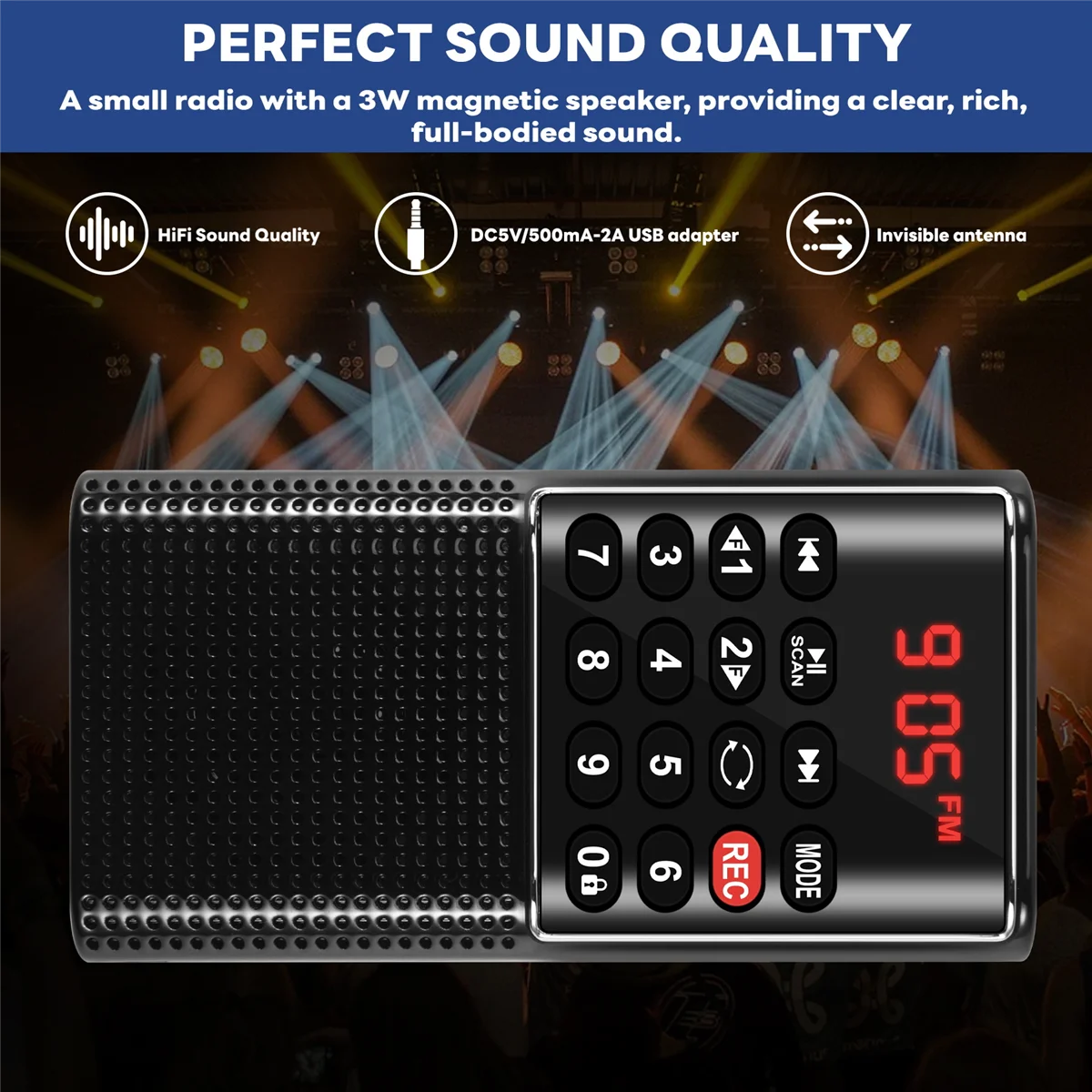 Карманное FM-радио Walkman Портативное радио с аккумулятором и записывающим