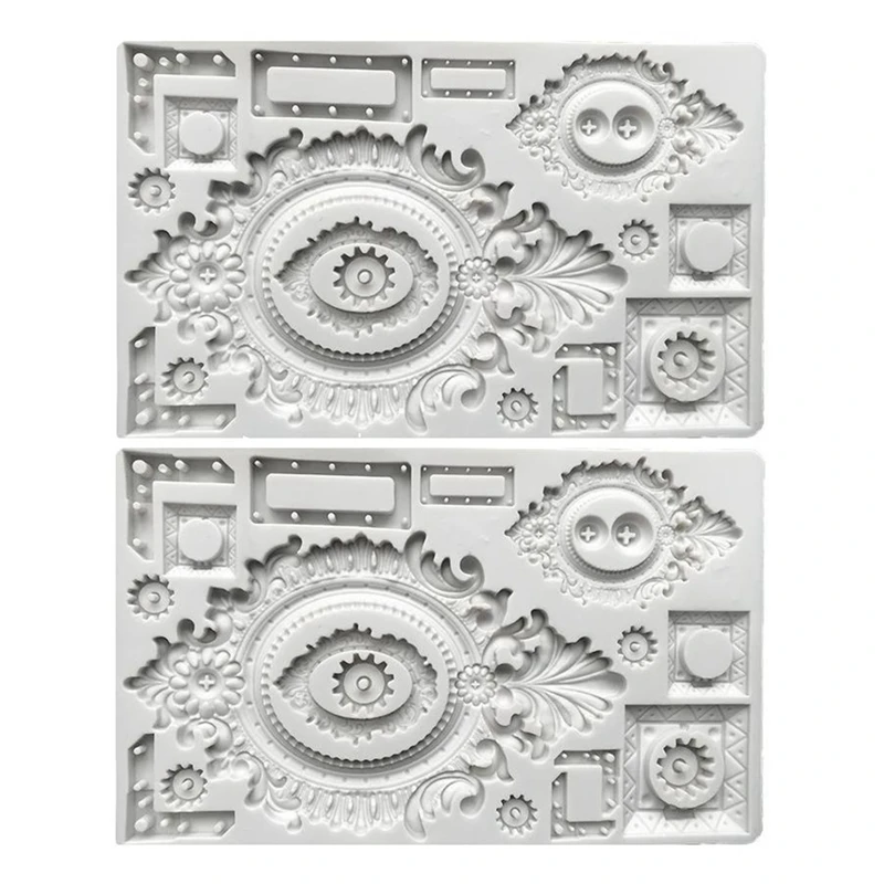 

2PCS European Pastry Classic Vintage Style Frame Frame Silicone Mold Sugar Cake Decoration