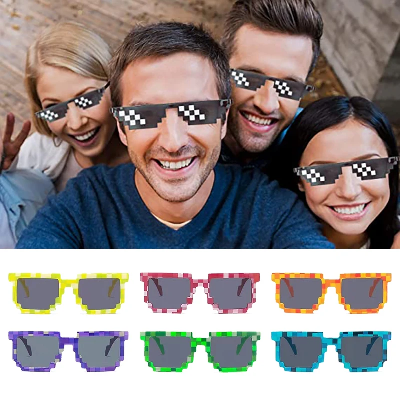 

Cool Mosaic Glasses Sunglasses Reunion Party Supplies Men Women 8 Bit Coding Pixel Trendy Funny Vintage Shades Eyewear