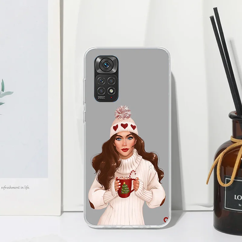 Рождественский чехол для телефона с изображением девушек кофе Xiaomi Redmi Note 13 12S 11S 10S