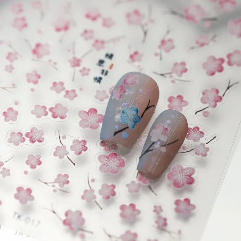 Синий розовый вишневый цвет 5D плоские самоклеящиеся украшения для ногтей