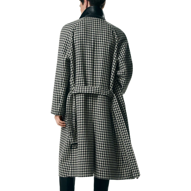 Мужское шерстяное пальто в клетку Balmarken Qianniao-высококачественное длинное