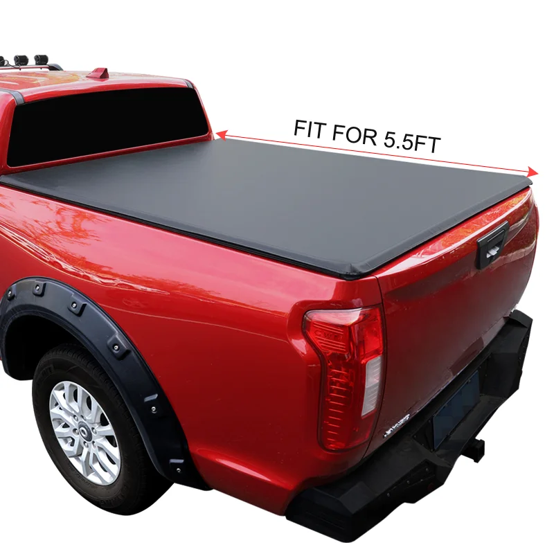 

Мягкий складной тент для пикапа 5,5 'Bed Styleside для 2015-21 Ford F150, черный винил [в наличии в США]