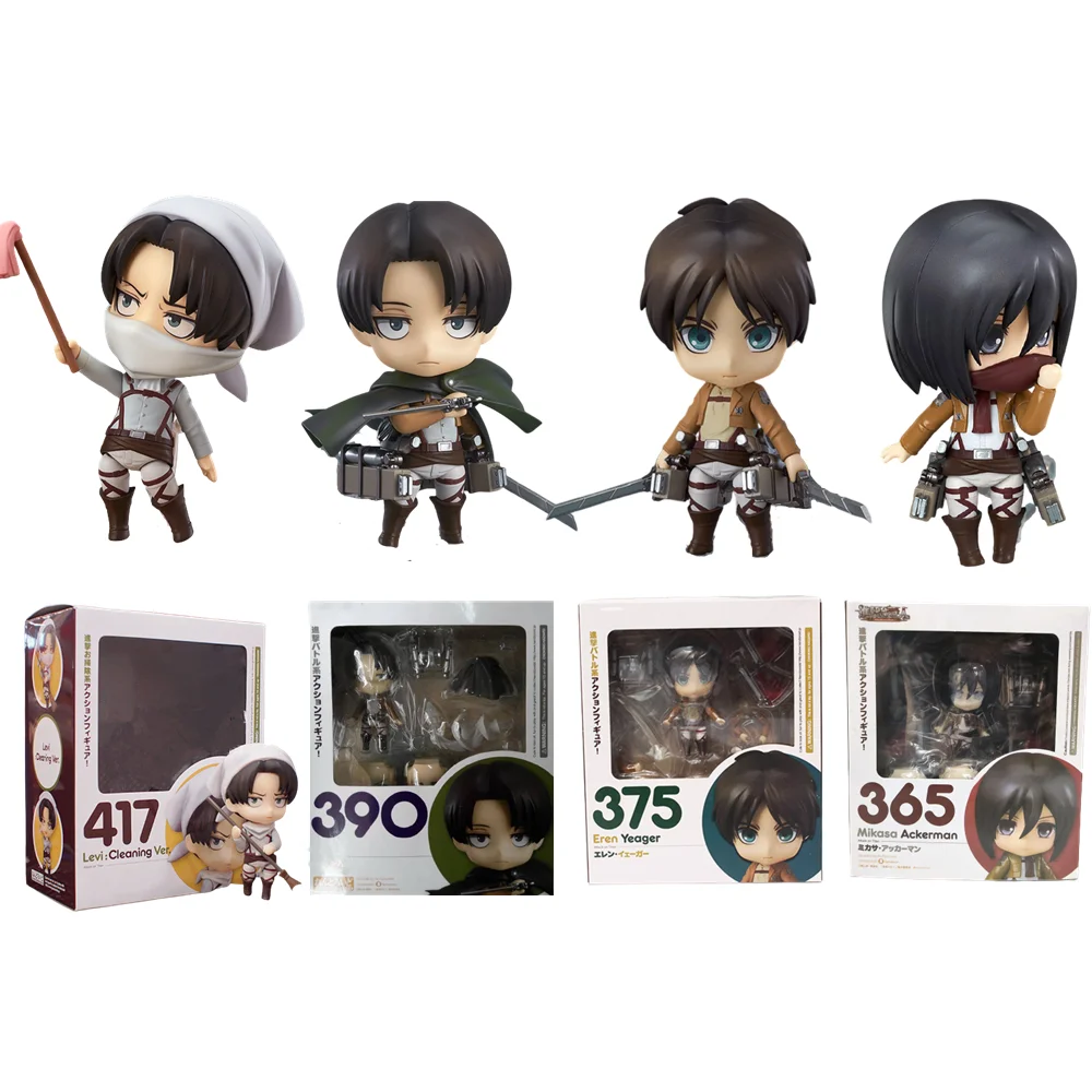 Attack on Titan Anime Figures Levi Ackerman 390 417 Eren Jaeger 375 Mikasa Ackerman #365 Action Figma PVC Toys Model Kids Doll