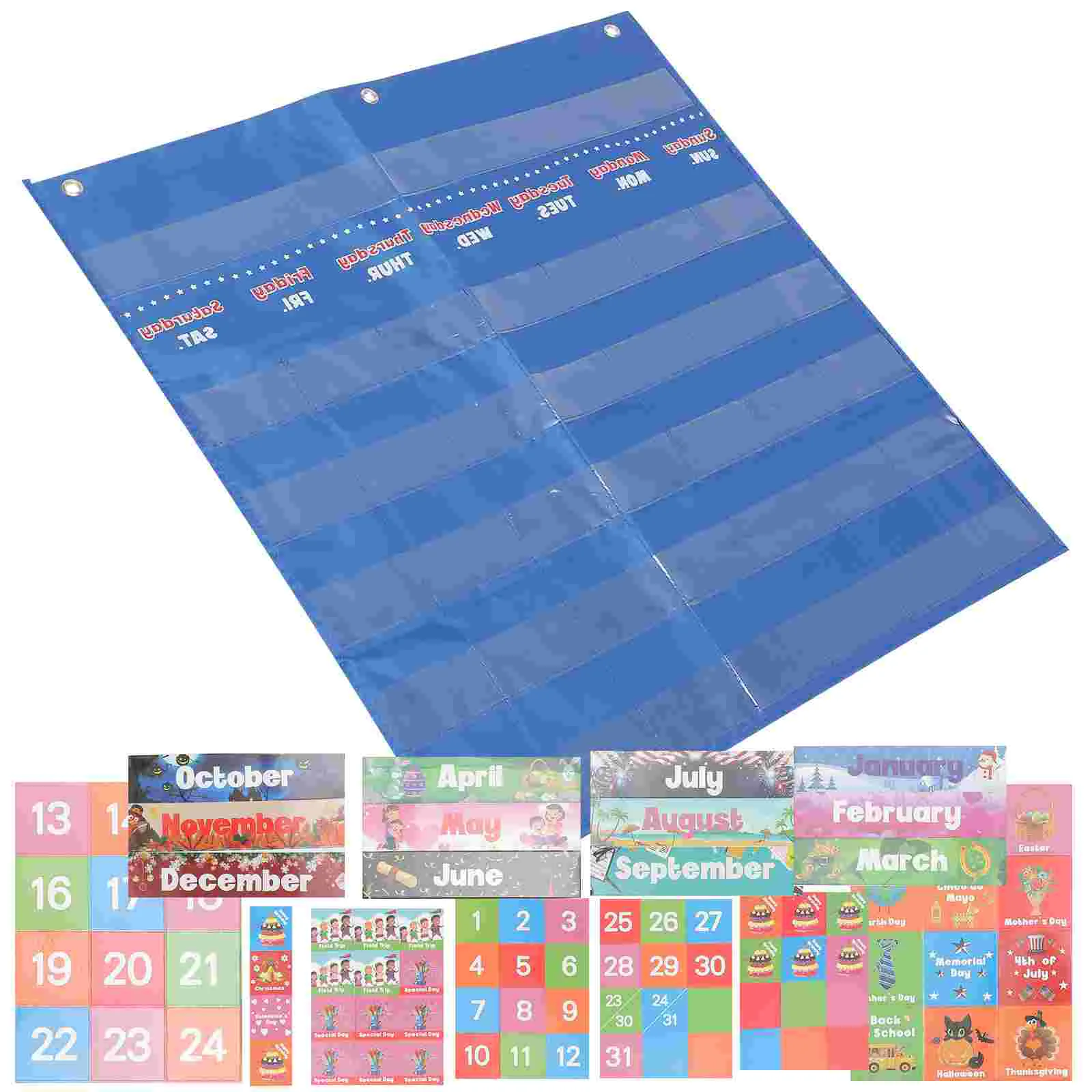 

Детские игрушки, классный календарь, школьная настенная подвеска 65x64x0,5 см, обучение, Синий нейлон