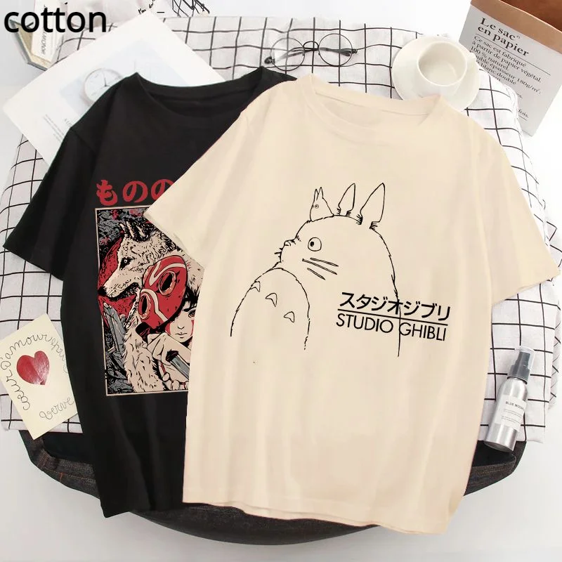 

Manga Anime 90s Totoro Harajuku Ullzang T Shirt Women T-shirt Miyazaki Hayao Spirited Away Tshirt Top Tees Female