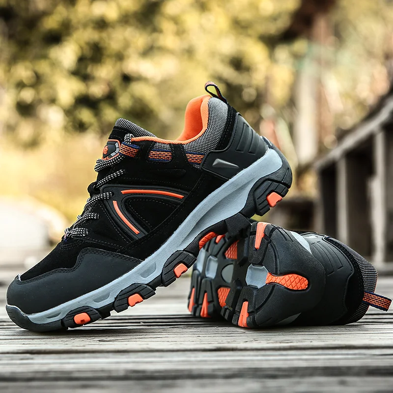 HIKEUP Outdoor Men Hiking Shoes Breathable Tactical Combat Army Boots Desert Training Sneakers Anti-Slip Trekking Sneakers