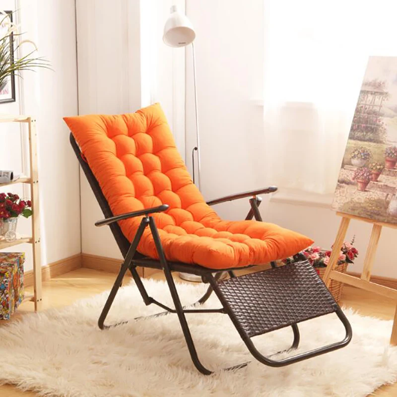 

Однотонный длинный коврик с подушкой для кресла-качалки из ротанга, Складной толстый садовый шезлонг от солнца, подушка сиденья дивана тата...