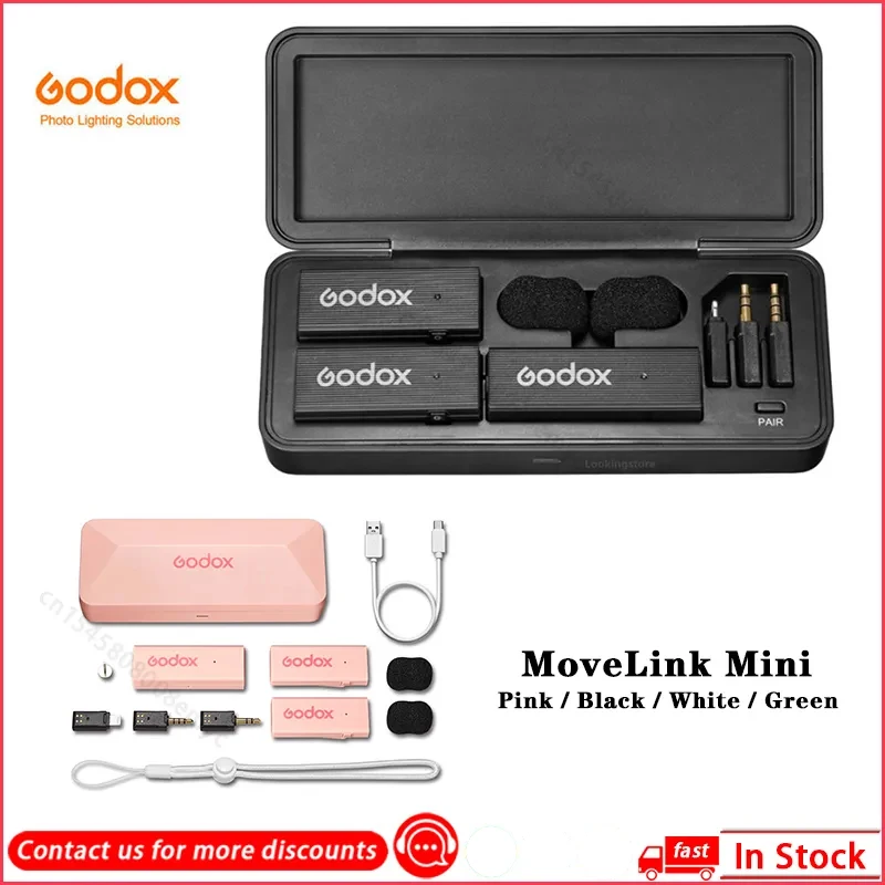 

Godox MoveLink Mini Wireless Lavalier Microphone LT UC 1 2 Kit For iPhone Android Smartphone Camera Transmitter Receiver VS M2