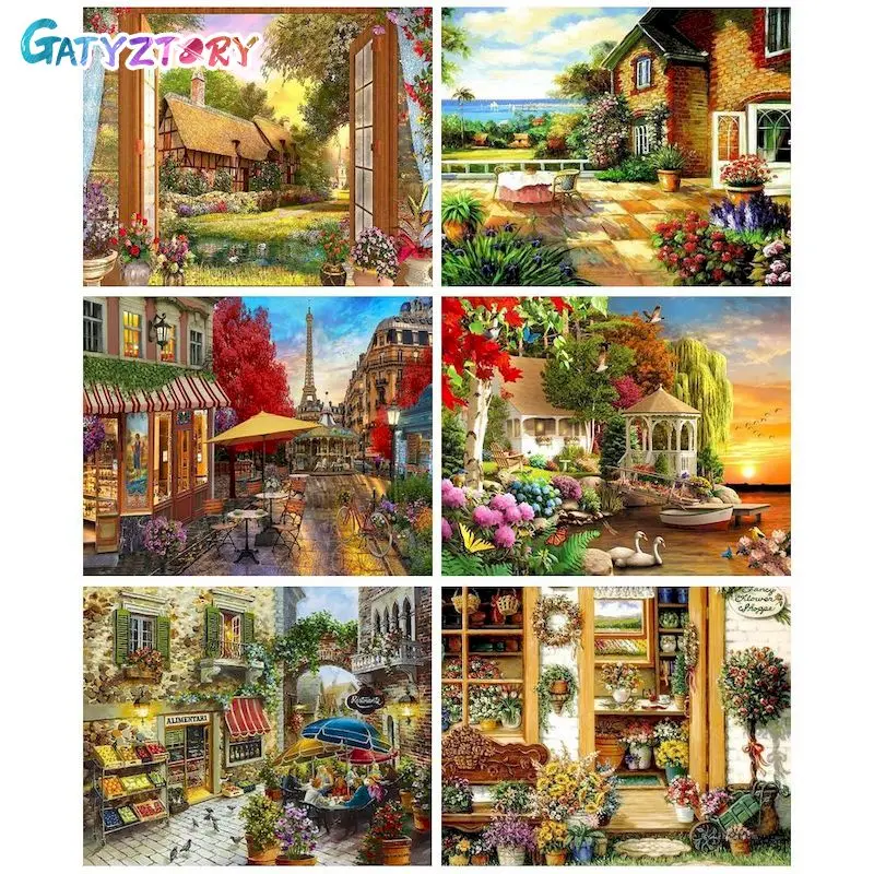 

GATYZTORY 60x75cm Paint by numbers Handpainted Canvas painting Scenery Painting by numbers For adults Home decor