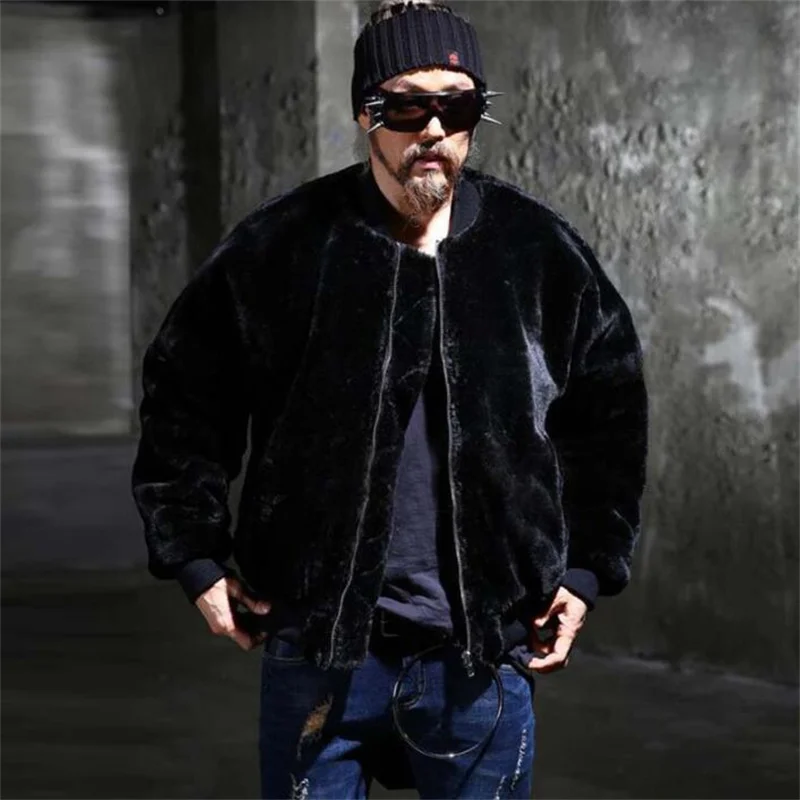 

Осенняя Повседневная кожаная куртка из искусственного меха норки, мужское зимнее утепленное теплое меховое кожаное пальто, мужские куртки,...