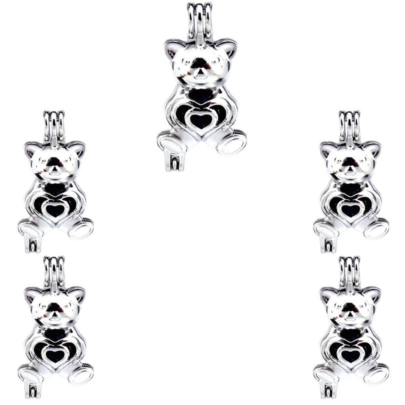 

10Pcs Fashion Charm Heart Bear Pearl Cage Locket Aromatherapy Diffuser Pendant Necklace Bracelet Jewelry Making DIY Bulk