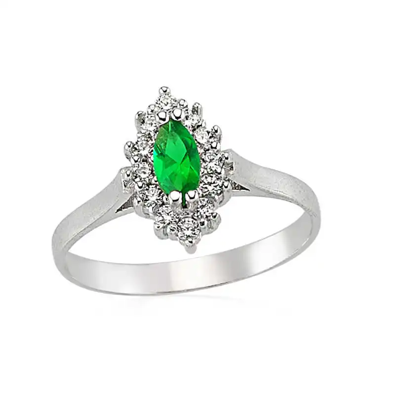 

Tevuli 925 пробы серебро зеленого кубического циркония Для женщин кольцо
