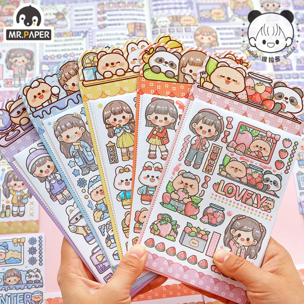 

Mr.Paper 10 Styles Cute Stickers Creative Cartoon Girl Pet Student Diary Handbook DIY Decoration Goo Card Korean Stationery