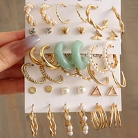 pearl hoop earrings set geometric statement acrylic drop earrings set for women circle piercings earrings 2022 jewelry trendy