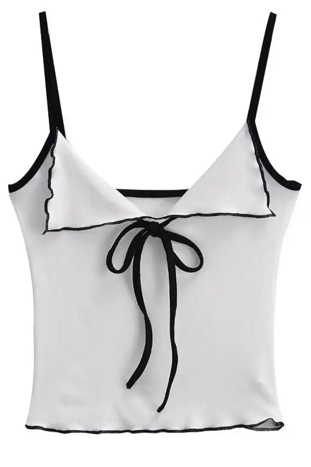 Женский укороченный топ на бретельках