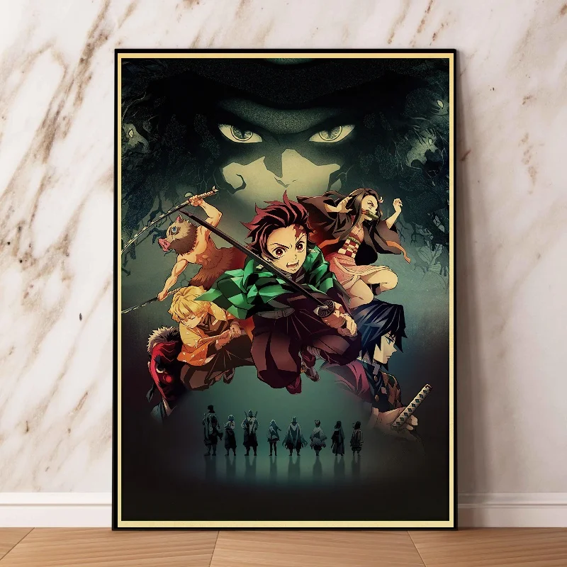 Фото Аниме Demon Slayer настенный художественный постер высокой четкости интерьерная печать на холсте гостиная спальня домашний декор обои №5