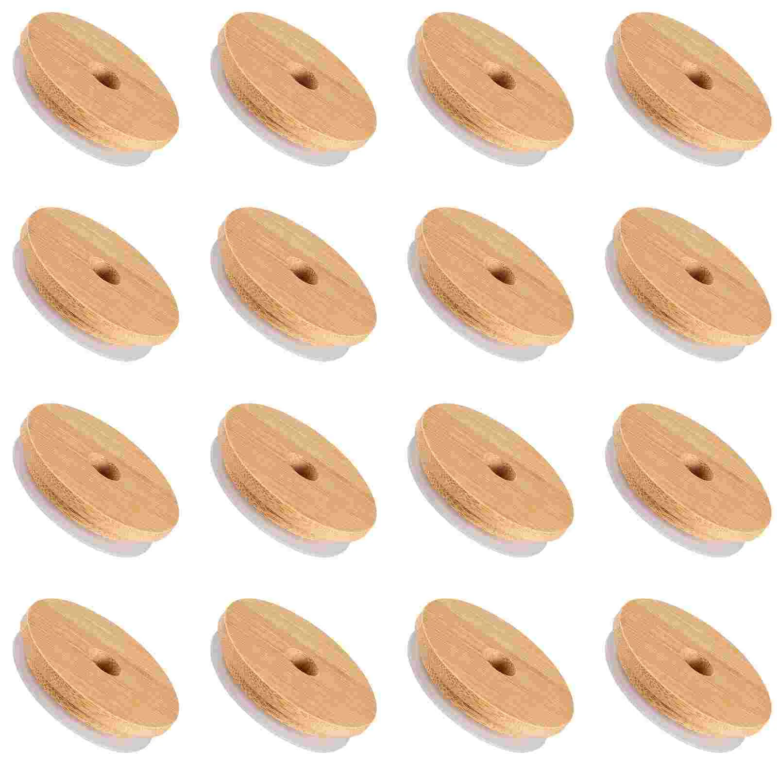 

16 Pcs Bottle Bamboo Cover Wide Mouth Mason Jar Lid Reusable Can Covers Beer Seal