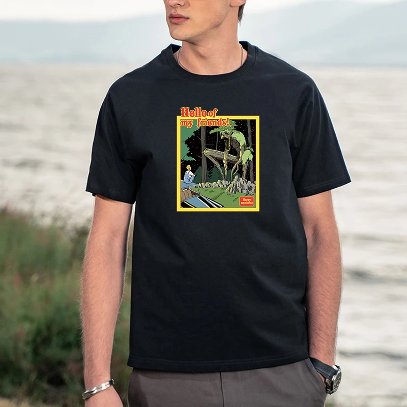 

Men's Cotton T-Shirts With Short Sleeves Tee Casual Fashion Oversized Funny Tree Hello My Friend Top Summer Cool Stuff