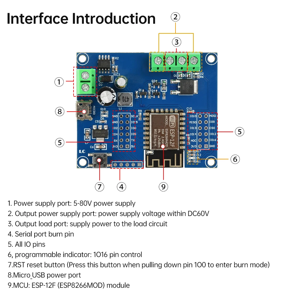 Micro USB ESP8266 WIFI 1-канальный релейный модуль управления MOS-переключателем ESP-12F
