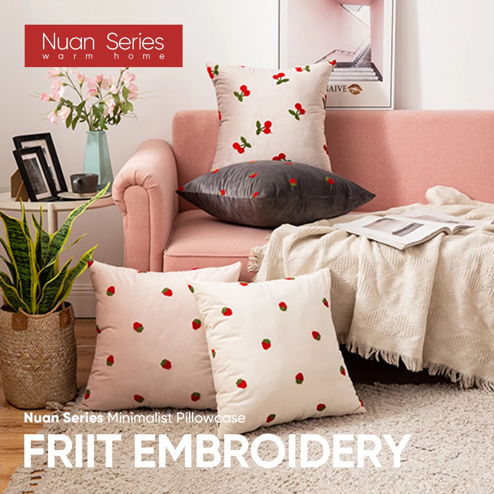 

1 шт. 45x45 фруктовая вышитая бархатная красочная наволочка для подушки диван гостиная наволочка для домашнего декора серия Nuan