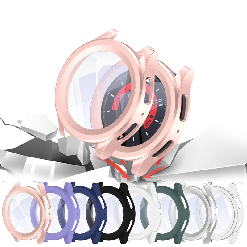 Tempered Glass+Case For Samsung Galaxy Watch 5 Pro 45mm accessories SmartWatch Bumper All-Around PC Screen Protector Galaxy case
