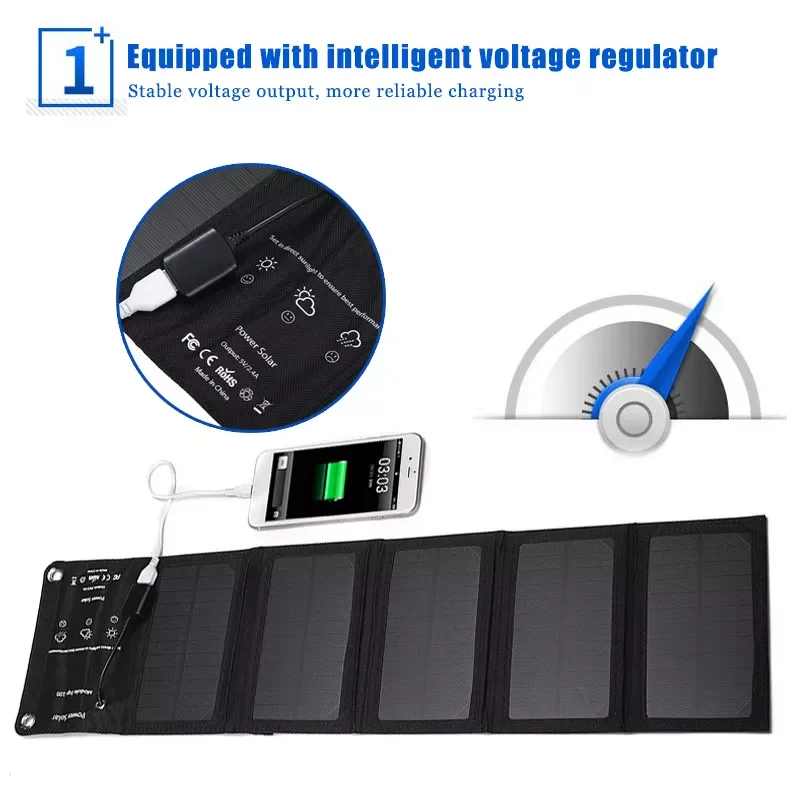 

30W 5V Folding Solar Panel Foldable Portable Power Charger For Cell Phone Camping Outdoor