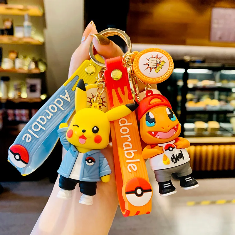 Купи Pokemon Anime Pikachu Doll Keychain Bag Key Ring Pendant Accessories Bag car Keyring Cute Student kids Birthday Gifts Toys за 206 рублей в магазине AliExpress