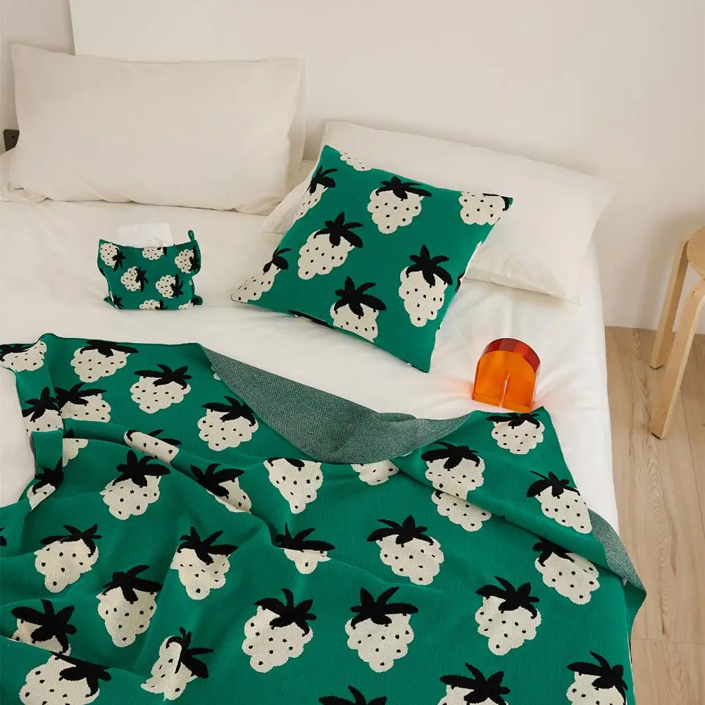 

Strawberry Pattern Cotton Blanket Lightweight Breathable Super Soft Throw Blanket For Couch Sofa Bed 45 X 45cm/130 X 160cm
