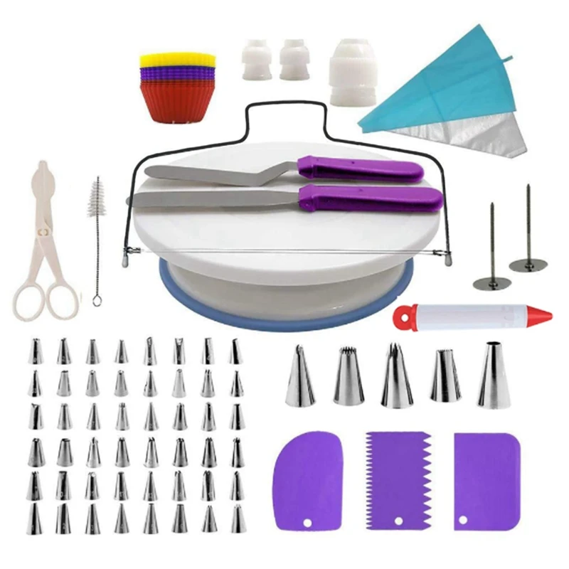 

Cake Decorating Tool Set Baking Supplies Kit Rotating Cake Turntable Stand For Beginners